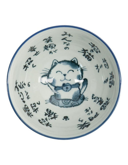 Kawaii Rice Bowl 11.5x6cm Cat Neko Blessed Blue
