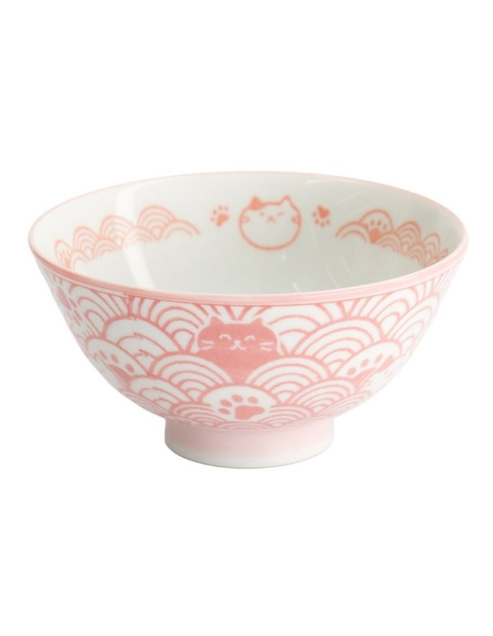 Kawaii Rice Bowl 11.5x6cm Cat Neko Nami Pink