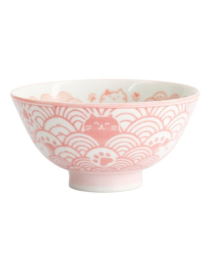 Kawaii Rice Bowl 11.5x6cm Cat Neko Nami Pink