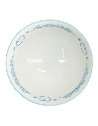 Kawaii Rice Bowl 11.5x6cm Cat Neko Nami Light Blue