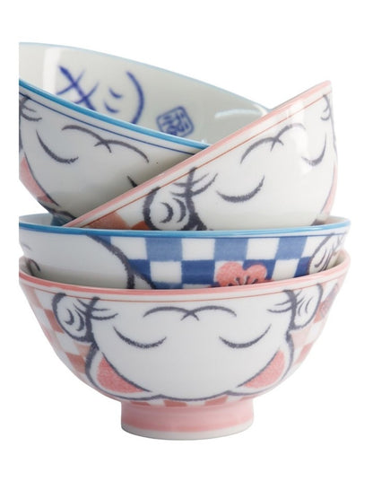 Kawaii Neko Cat Set of 4 Bowls 11x6cm Gift Boxed White