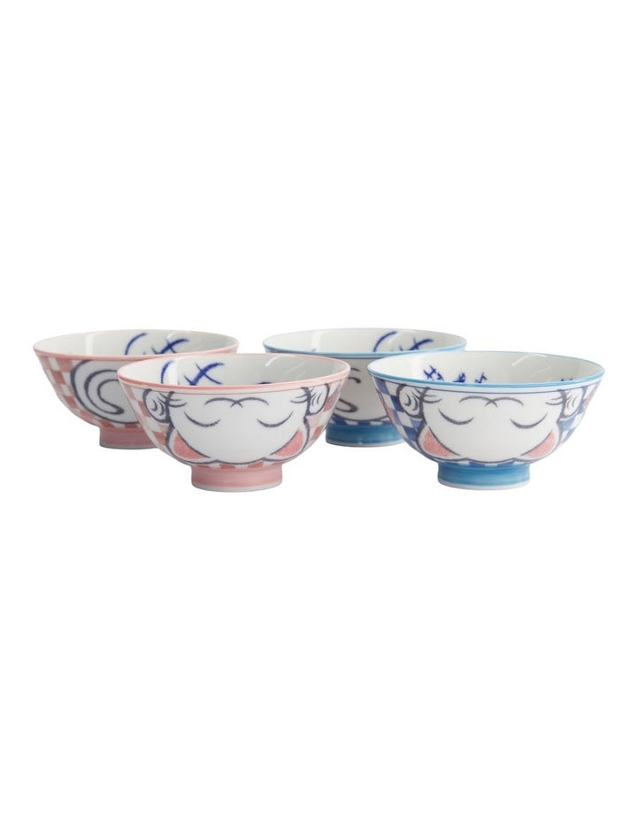 Kawaii Neko Cat Set of 4 Bowls 11x6cm Gift Boxed White