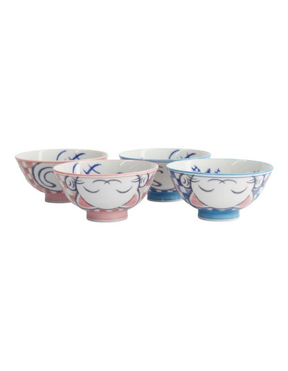 Kawaii Neko Cat Set of 4 Bowls 11x6cm Gift Boxed White