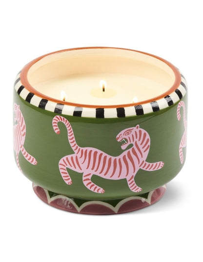 A dopo 24 oz Ceramic Tiger Candle - Black Cedar & Fig