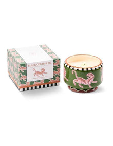 A dopo 24 oz Ceramic Tiger Candle - Black Cedar & Fig