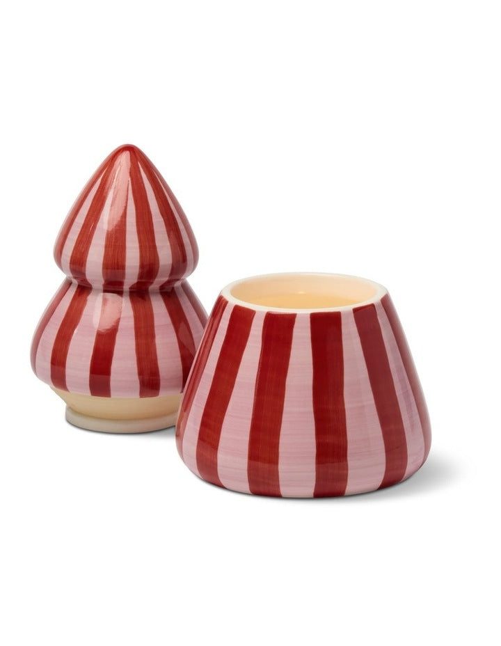 Cabana Christmas 9oz Hand Painted Striped Tree in Pink Peppermint
