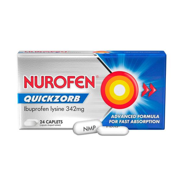 NUROFEN QUICKZORB IBUPROFEN LYSINE 342MG CAPLETS 24PK