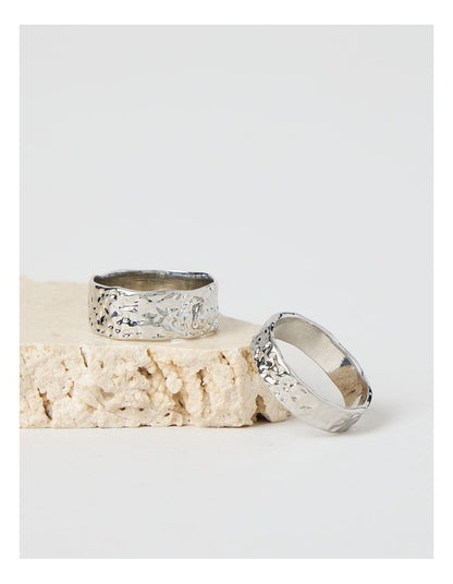 Textured Ring Small/Medium in Silver 2 Pack