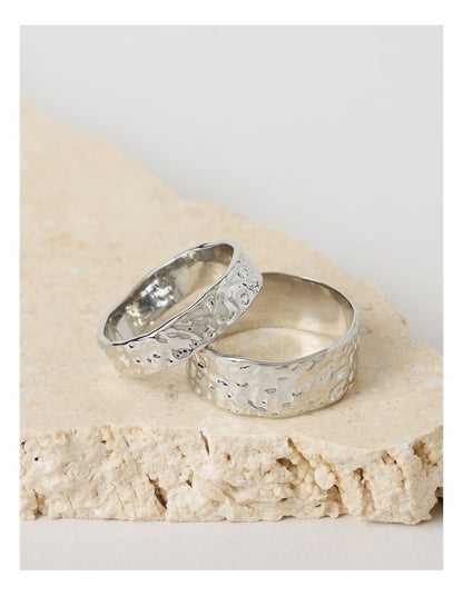 Textured Ring Small/Medium in Silver 2 Pack
