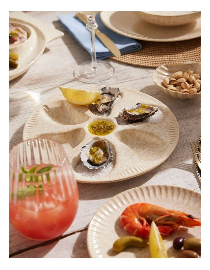 Il Mare Embossed Oyster Platter 25cm Sand