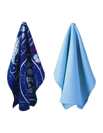 Aperitivo Club Sirena Tea Towel 50x70cm Set of 2 Assorted Ocean Blue