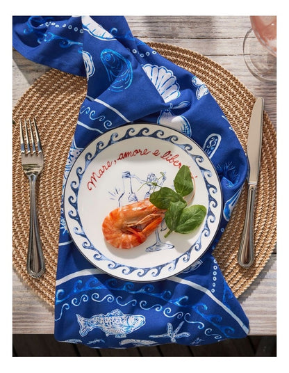 Aperitivo Club Sirena Tea Towel 50x70cm Set of 2 Assorted Ocean Blue