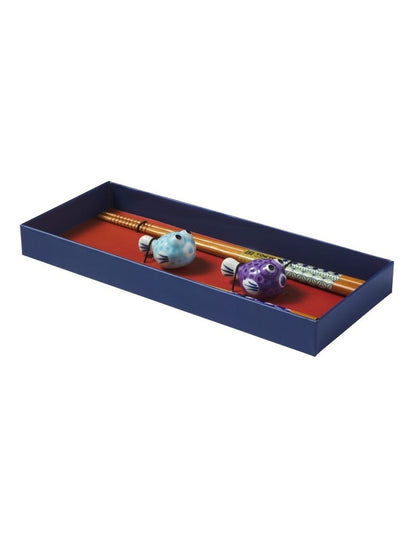 Chopstick Blow Fish Chopsticks with Rest 4pc Gift Boxed Assorted