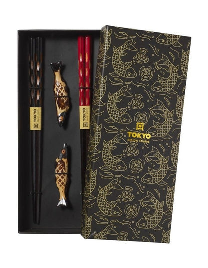 Chopstick Sardine Chopsticks with Rest 4pc Gift Boxed Assorted