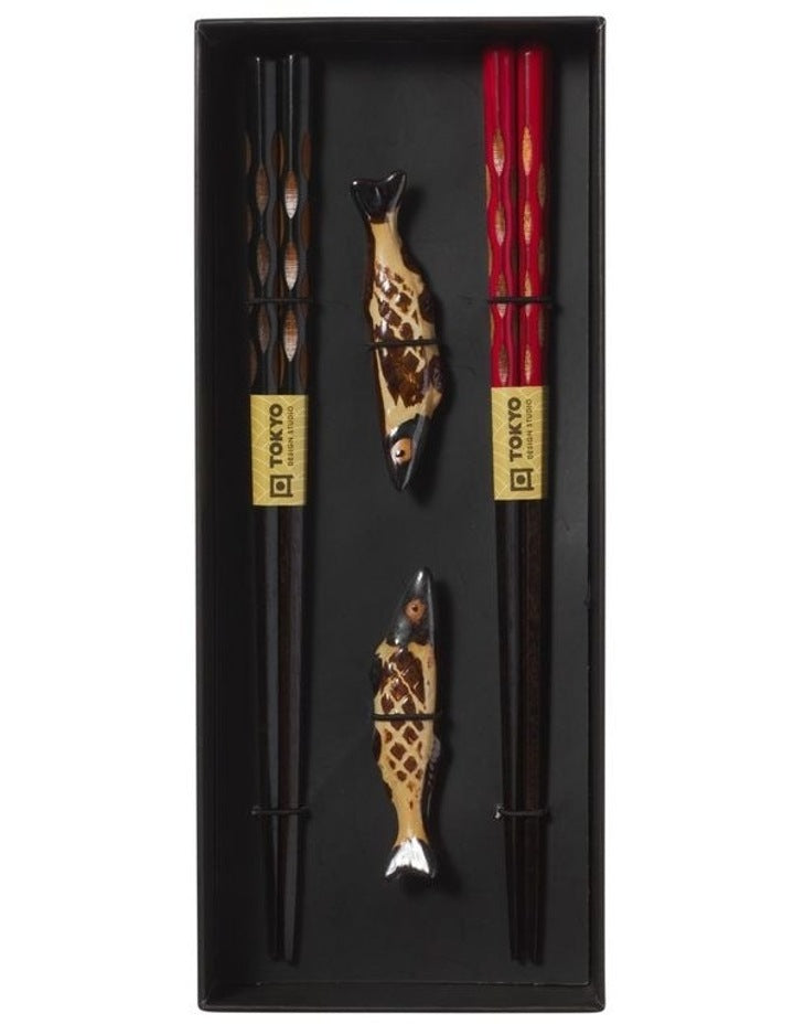 Chopstick Sardine Chopsticks with Rest 4pc Gift Boxed Assorted