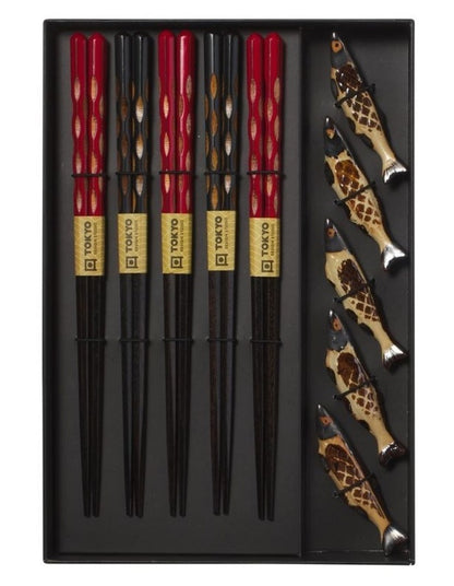 Chopstick Sardine Chopsticks with Rest 10pc Gift Boxed Assorted