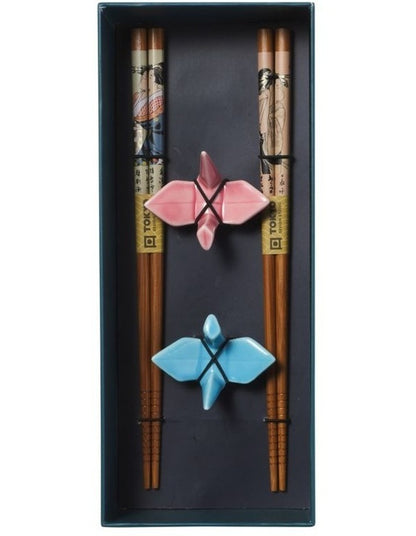 Chopstick Crane Chopsticks with Rest 4pc Gift Boxed Assorted
