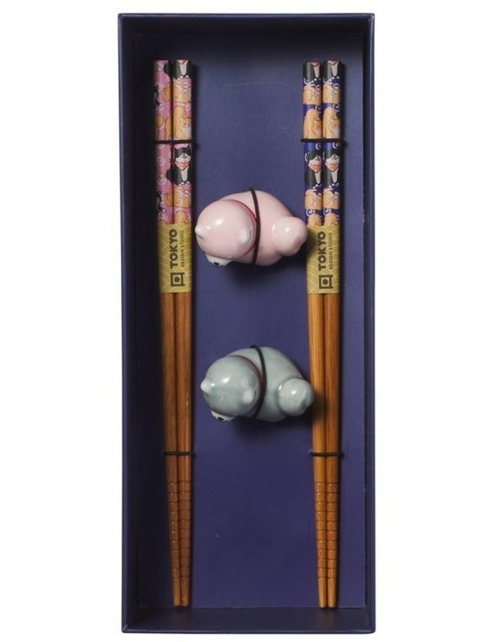Chopstick Shiba Dog Chopsticks with Rest 4pc Gift Boxed Assorted