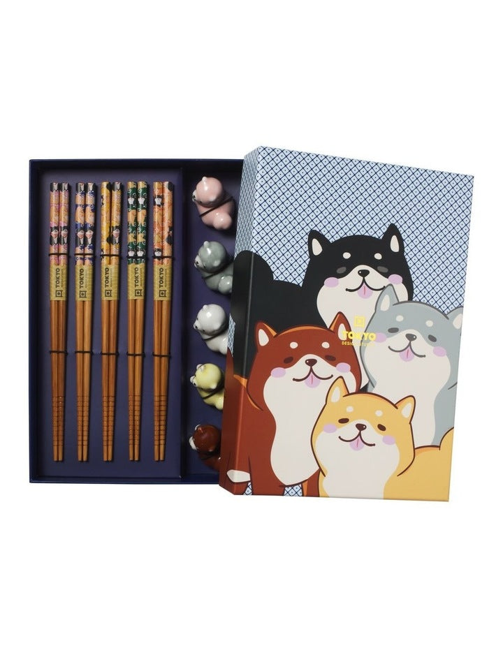 Chopstick Shiba Dog Chopsticks with Rest 10pc Gift Boxed Assorted