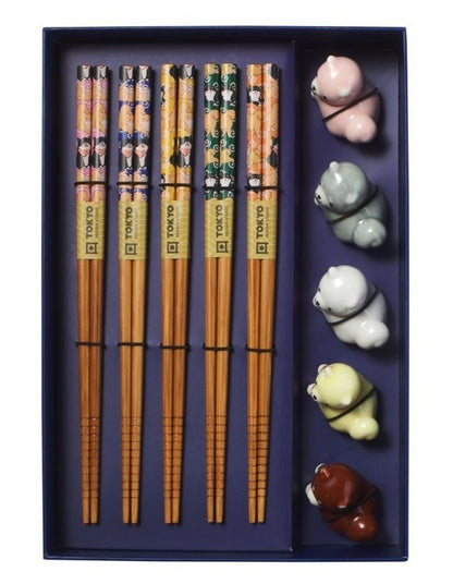 Chopstick Shiba Dog Chopsticks with Rest 10pc Gift Boxed Assorted