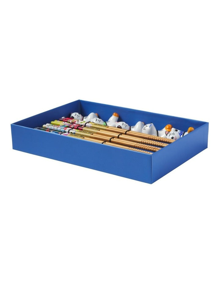 Chopstick Lucky Cat Chopsticks with Rest Hanami 10pc Gift Boxed Assorted