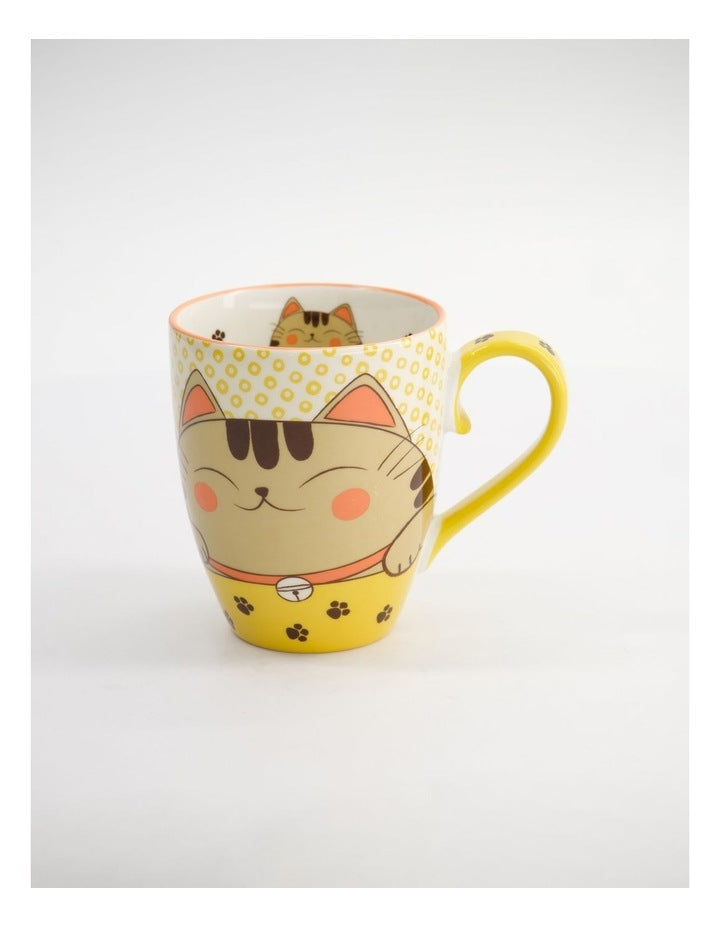 Mug Mountain Mug 380ML Twin Cat Mustard Gift Boxed
