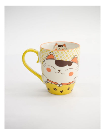 Mug Mountain Mug 380ML Twin Cat Mustard Gift Boxed