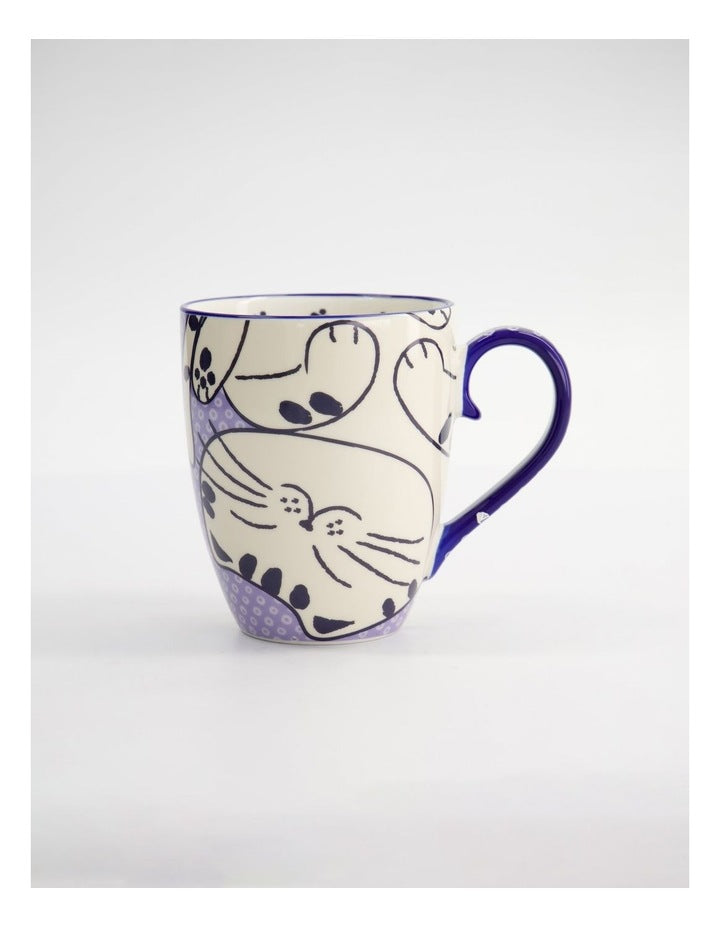 Mug Mountain Mug 380ML Chubby Cat Blue Gift Boxed