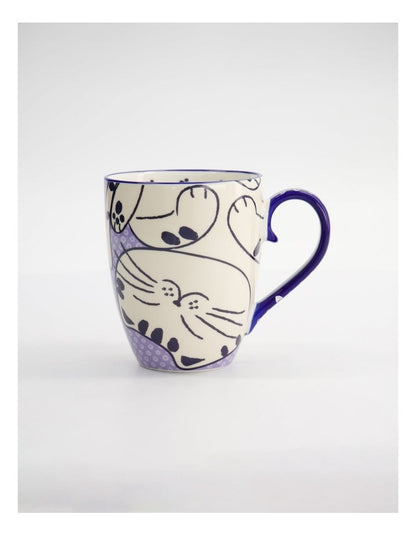 Mug Mountain Mug 380ML Chubby Cat Blue Gift Boxed