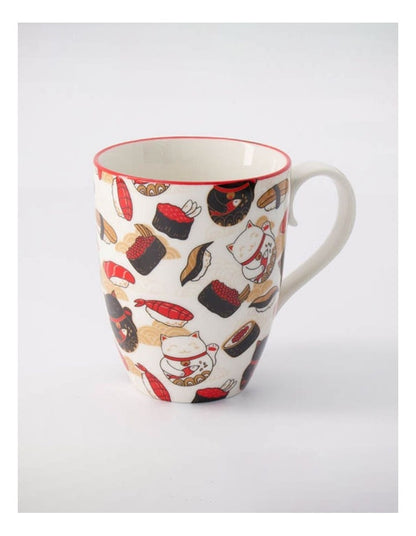 Mug Mountain Mug 380ML Cat & Sushi White Gift Boxed