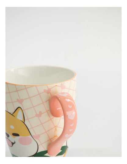 Mug Mountain Mug 380ML Twin Shiba Dog Pink Gift Boxed