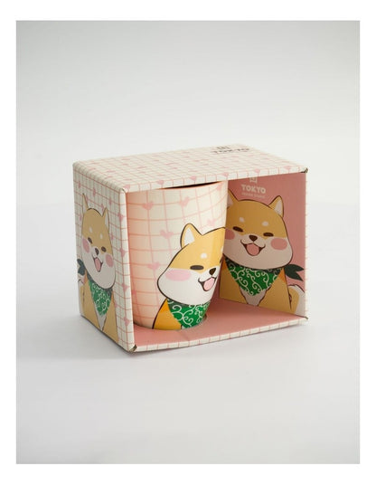 Mug Mountain Mug 380ML Twin Shiba Dog Pink Gift Boxed