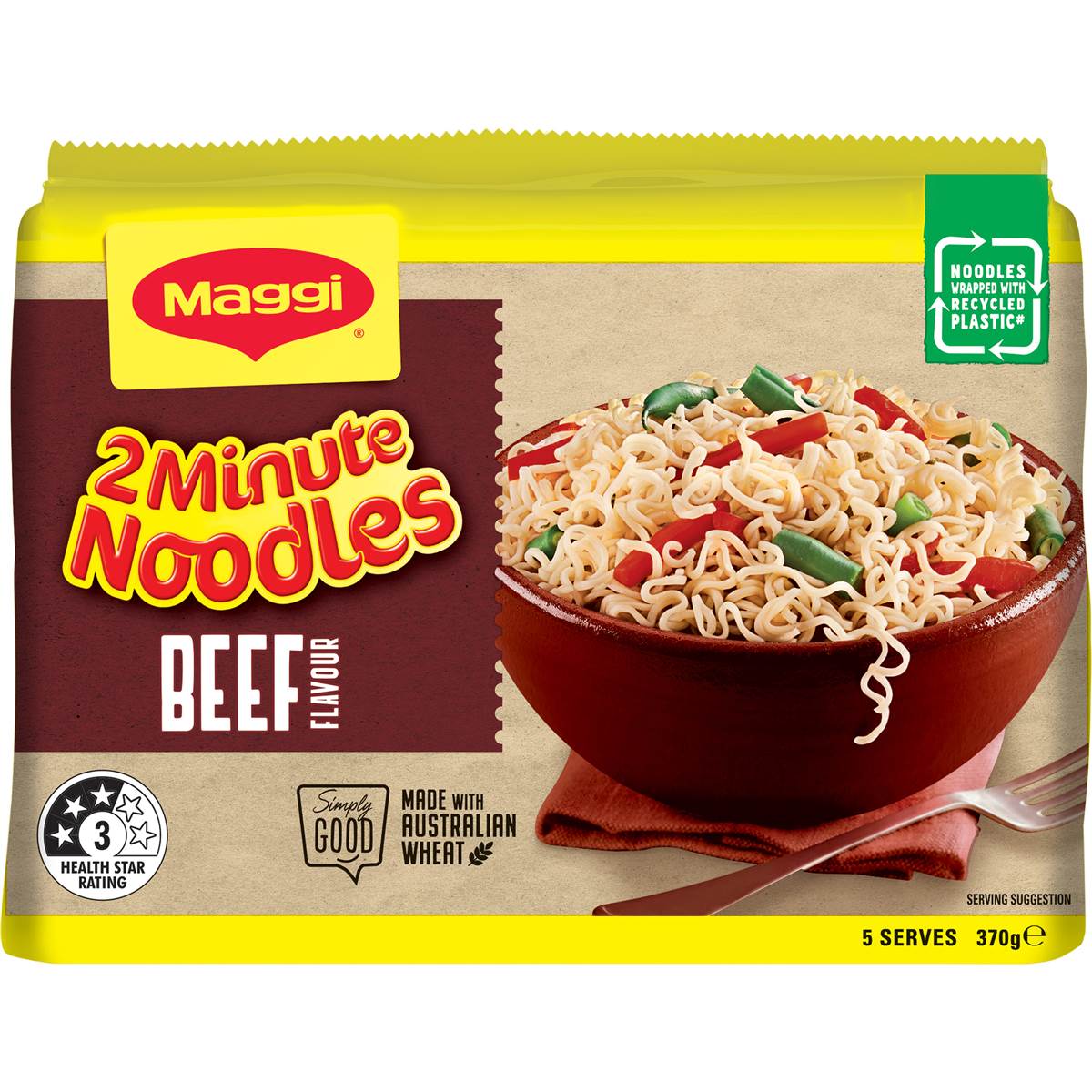 Maggi 2 Minute Beef Flavour Instant Noodles 5 Pack