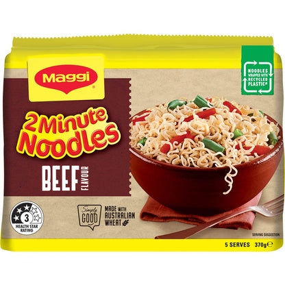 Maggi 2 Minute Beef Flavour Instant Noodles 5 Pack