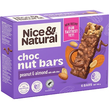 Nice & Natural Milk Choc Nut Bars Peanut & Almond 6 pack