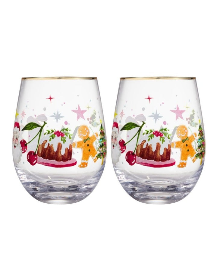 Fa la la Stemless Wine Glass 550ML Set of 2 Gift Boxed