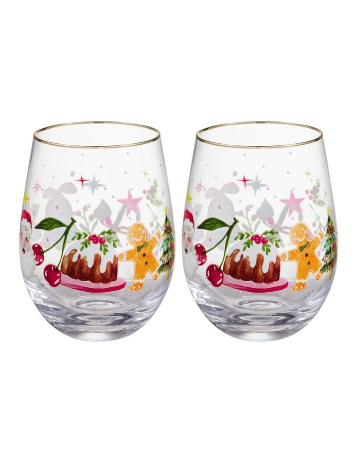 Fa la la Stemless Wine Glass 550ML Set of 2 Gift Boxed
