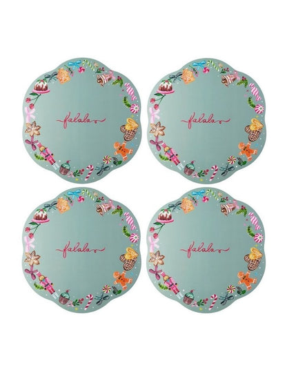 Fa la la Scallop Cork Back Placemat 32cm Set of 4 Gift Boxed