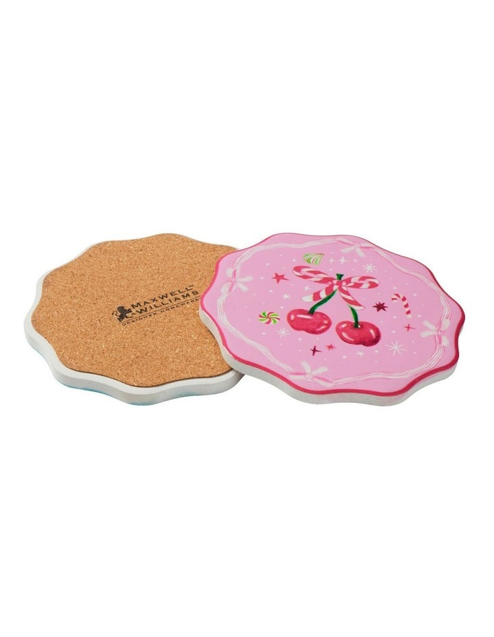 Fa la la Scallop Ceramic Coaster 10cm Set of 4 Gift Boxed