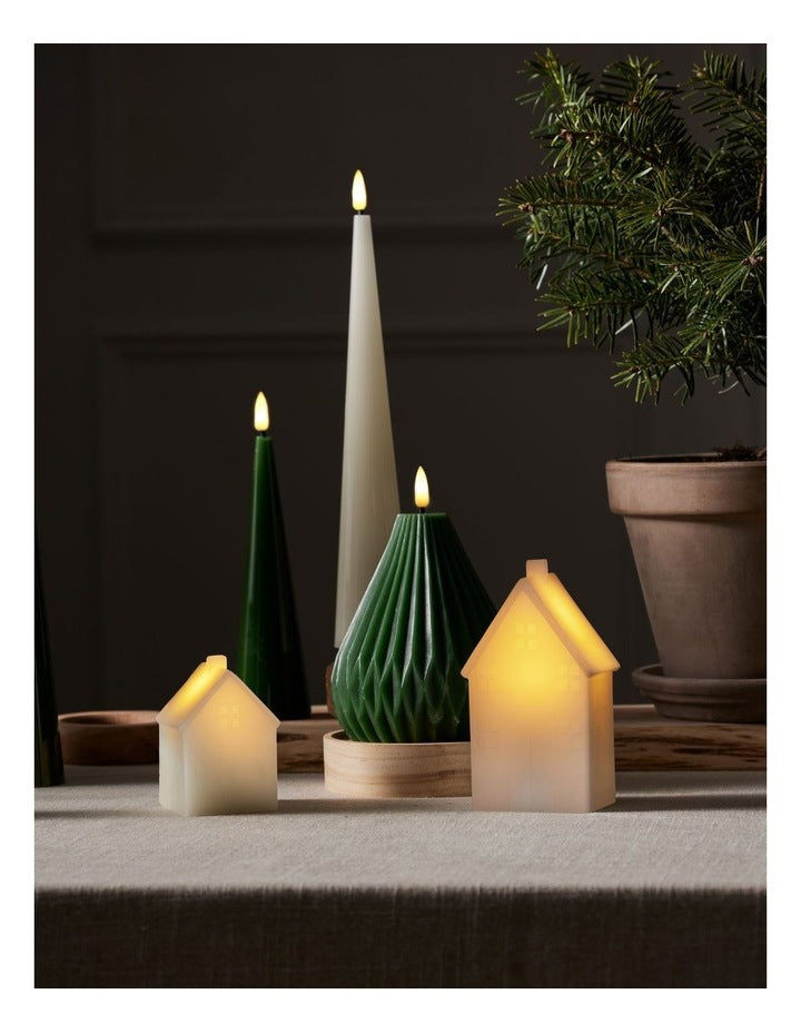 Let's Get Lit Christmas Candle Cone Natural Set of 3 Gift Boxed