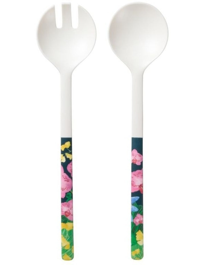 Tropical Twilight Melamine Salad Servers 30cm Set of 2
