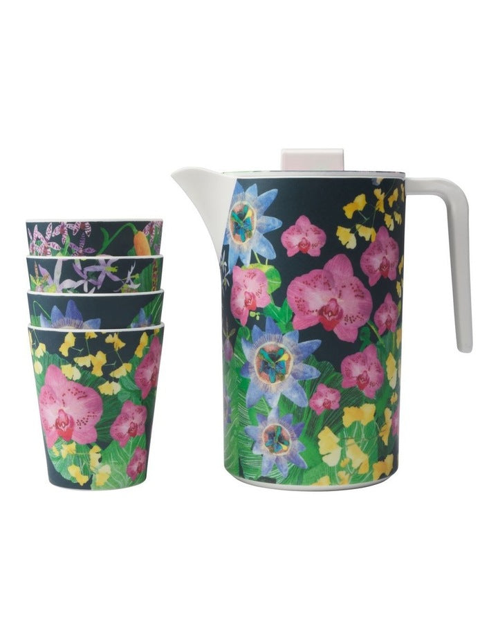 Tropical Twilight Melamine Jug And Tumbler Set of 5 Gift Boxed