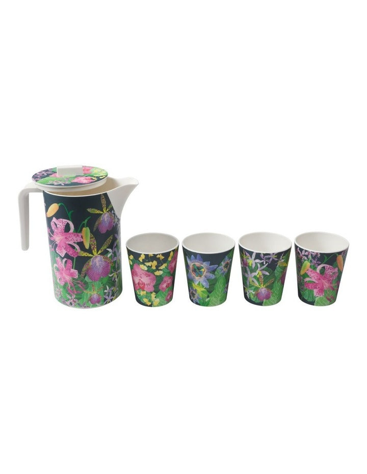 Tropical Twilight Melamine Jug And Tumbler Set of 5 Gift Boxed