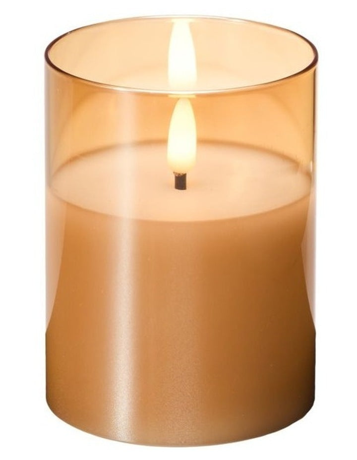 Let's Get Lit LED Flameless Candle Glass Hurricane Gold 10cm Gift Boxed