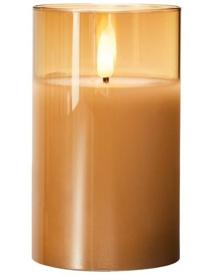 Let's Get Lit LED Flameless Candle Glass Hurricane Gold 12.5cm Gift Boxed