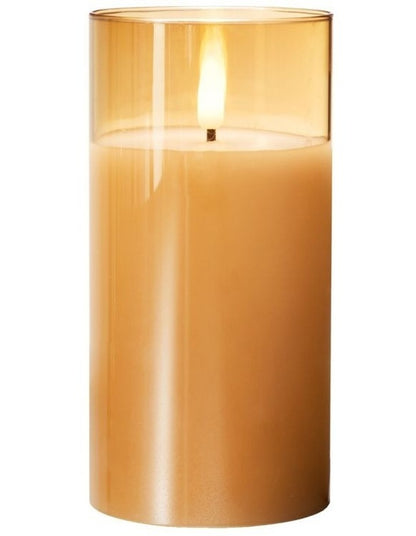 Let's Get Lit LED Flameless Candle Glass Hurricane Gold 15cm Gift Boxed