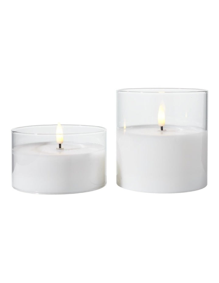 Let's Get Lit LED Flameless Candle Glass Hurricane Clear Set of 2 Gift Boxed