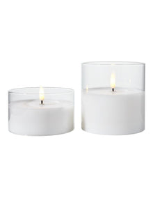 Let's Get Lit LED Flameless Candle Glass Hurricane Clear Set of 2 Gift Boxed