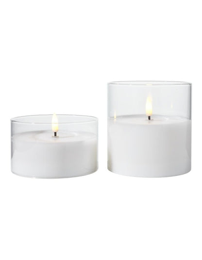 Let's Get Lit LED Flameless Candle Glass Hurricane Clear Set of 2 Gift Boxed