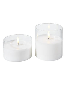 Let's Get Lit LED Flameless Candle Glass Hurricane Clear Set of 2 Gift Boxed